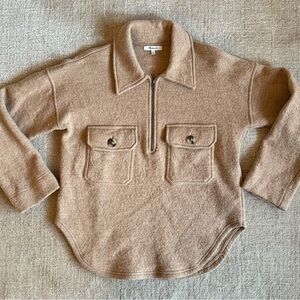 Madewell Tan Half-Zip Sweater with Pockets